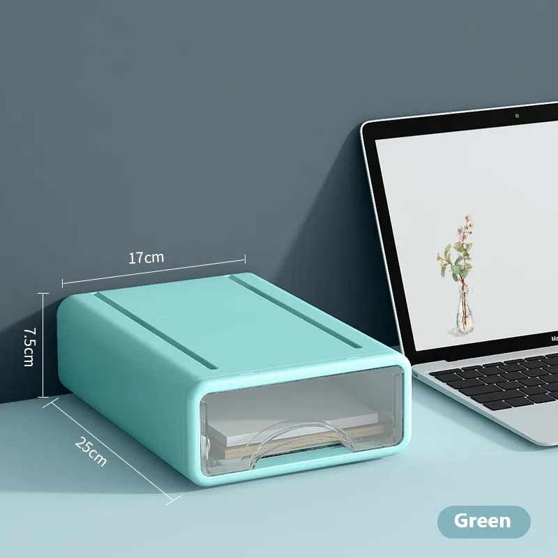 Multi Drawer Desk Organizer Cosmetic Storage Box for Office Dorm Stationery Desktop Organization: green