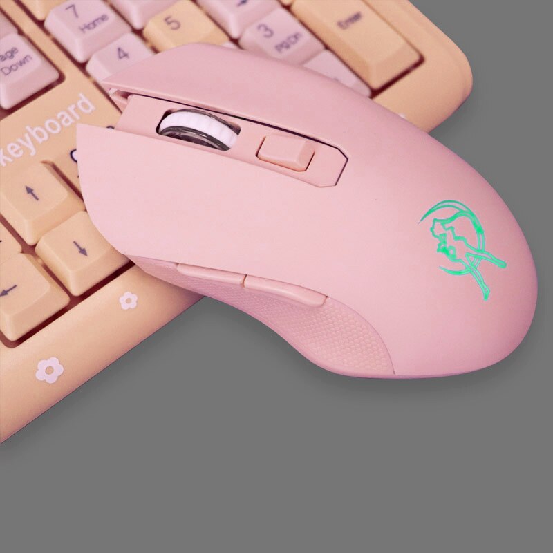 Women Pink Wireless Mouse 2.4Ghz 1600 DPI Mouse Mute Key USB Rechargeable Power Saver Girl Mice