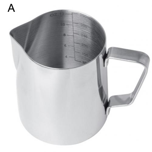 Milk Frothing Pitcher Thickening Stainless Steel Coffee Steaming Pitcher With Measurements Inside 350/580ml Easy To Clean: A