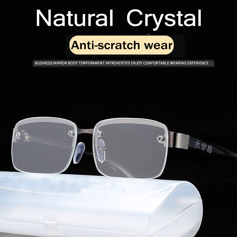 Anti-Scratch Real Glass Lens Reading Glasses Unisex Ultralight Full Rim Unbreakable Presbyopic Diopter Eyewear gold/silver