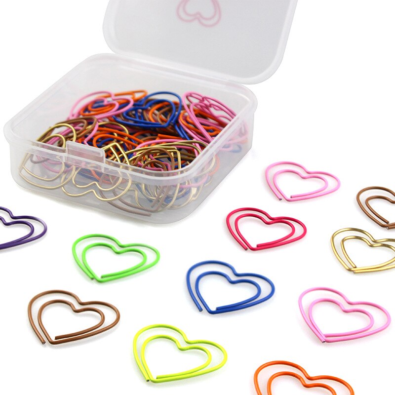 50 Stks/pak Van Leuke Liefde Papier Clips Kawaii Briefpapier Leuke Kleurrijke Sterren Hartvormige Bindmiddel Paperclips Kantoorbenodigdheden