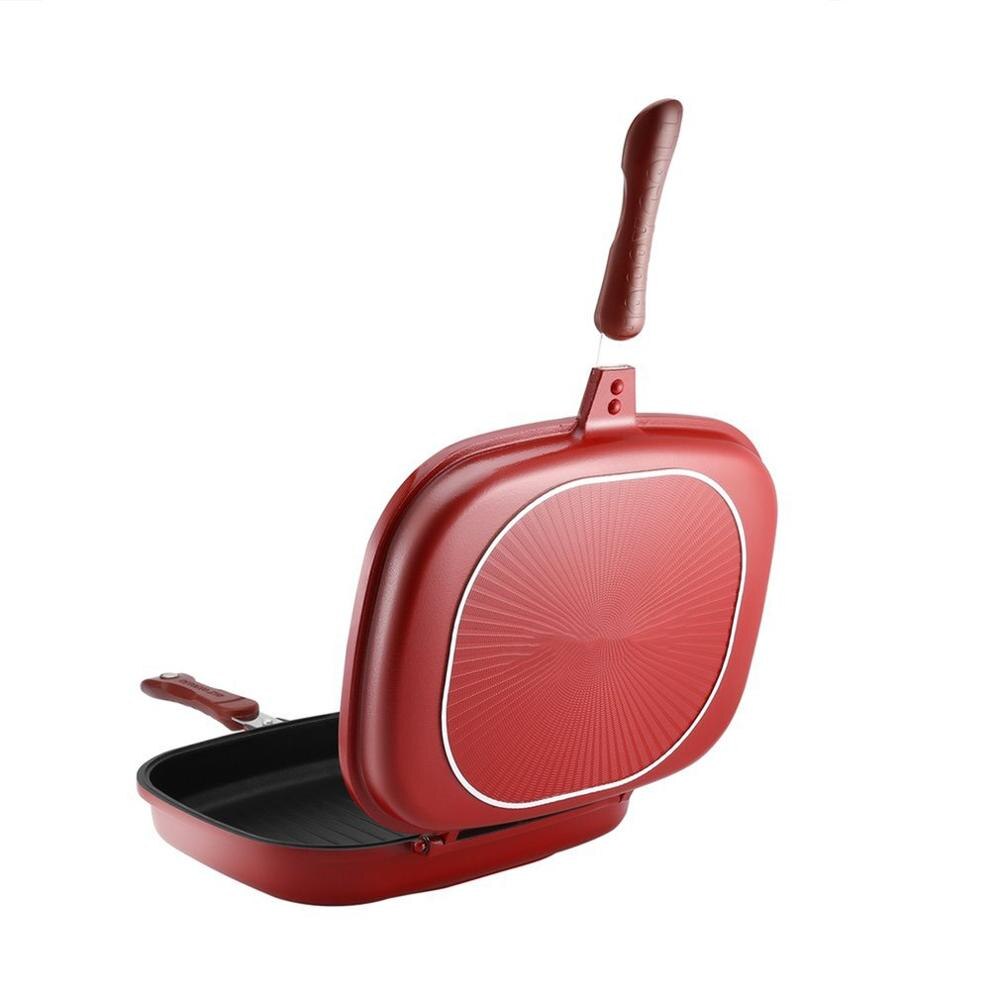 Double Side Grill Koekenpan Kookgerei 28Cm Rvs Dubbele Gezicht Koekenpan Keuken Accessoires Koken Gereedschap Keuken Goederen: Default Title