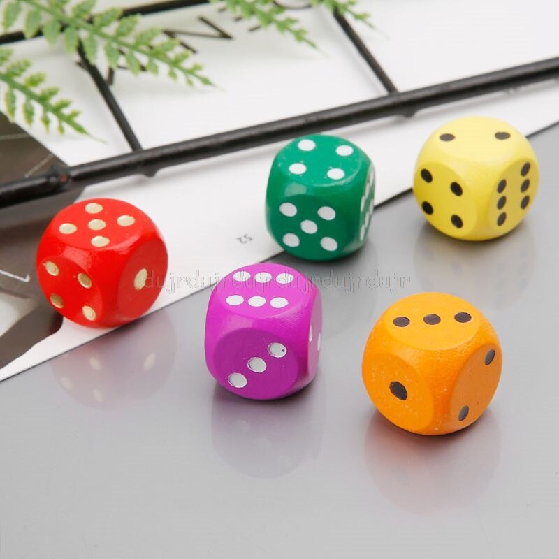 5 pçs 16mm madeira dados número canto redondo hexahedron para festa de família dnd criança brinquedos d11 19 dropship
