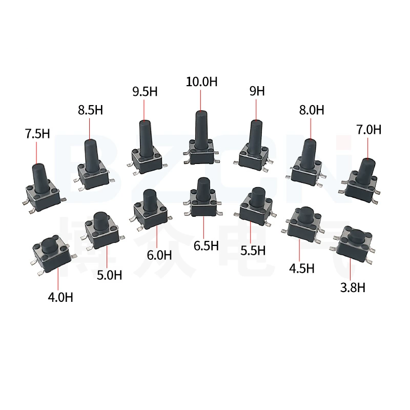 20 piezas, 4,5x4 5 interruptor de botón SMD 4,5x4,5x3 interruptor táctil de 8 luces, 4,5x4,5x3,5/3,8/4/4. Interruptor de alimentación de 4 pines, 5 MM, 5 MM, 6 MM, 7 MM, 8 MM, 9 MM, 10MM