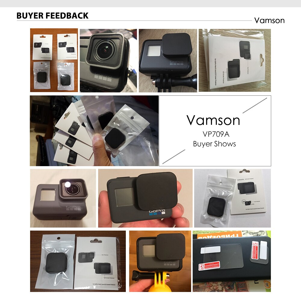 Vamson for Gopro hero 7 Black 6 5 Accessories 3 in 1 Lens Protection Cover+LCD Screen Protector + Lens Protector VP709A