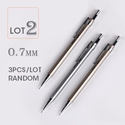 Lápiz de metal mecánico Andstal M & G de 0,5mm/0,7mm, 10 unids/lote, borrador de dibujo de plomo, lápices automáticos MP1001 para material escolar y de oficina: 3pcs 0.7mm Random