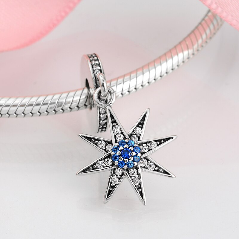 925 sterlina d'argento Pendenti E Ciondoli blu otto A stella Pendenti con Gemme E Perle accessori di moda i braccialetti delle donne alla moda 2018