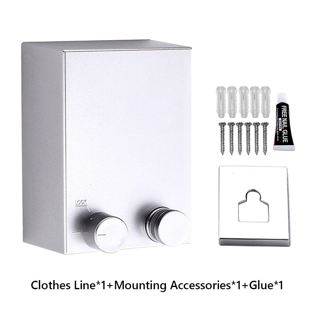 Indoor Outdoor Retractable Rope Laundry Clothes Line 13.8ft Automatic Wall Hanging Stretch Washing Invisible Line Mounted Drying: Silver