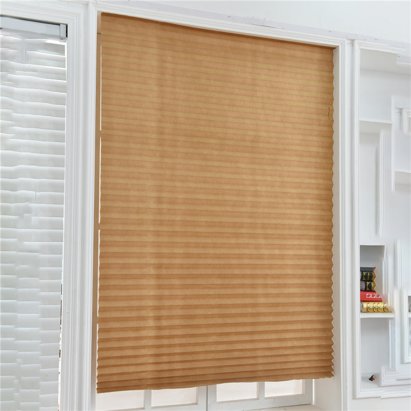 Self-Adhesive Pleated Blinds Half Blackout Windows Curtains for Kitchen Bathroom Balcony Shades For Coffee/Office Window: 27"W x 48"L / Light Grey