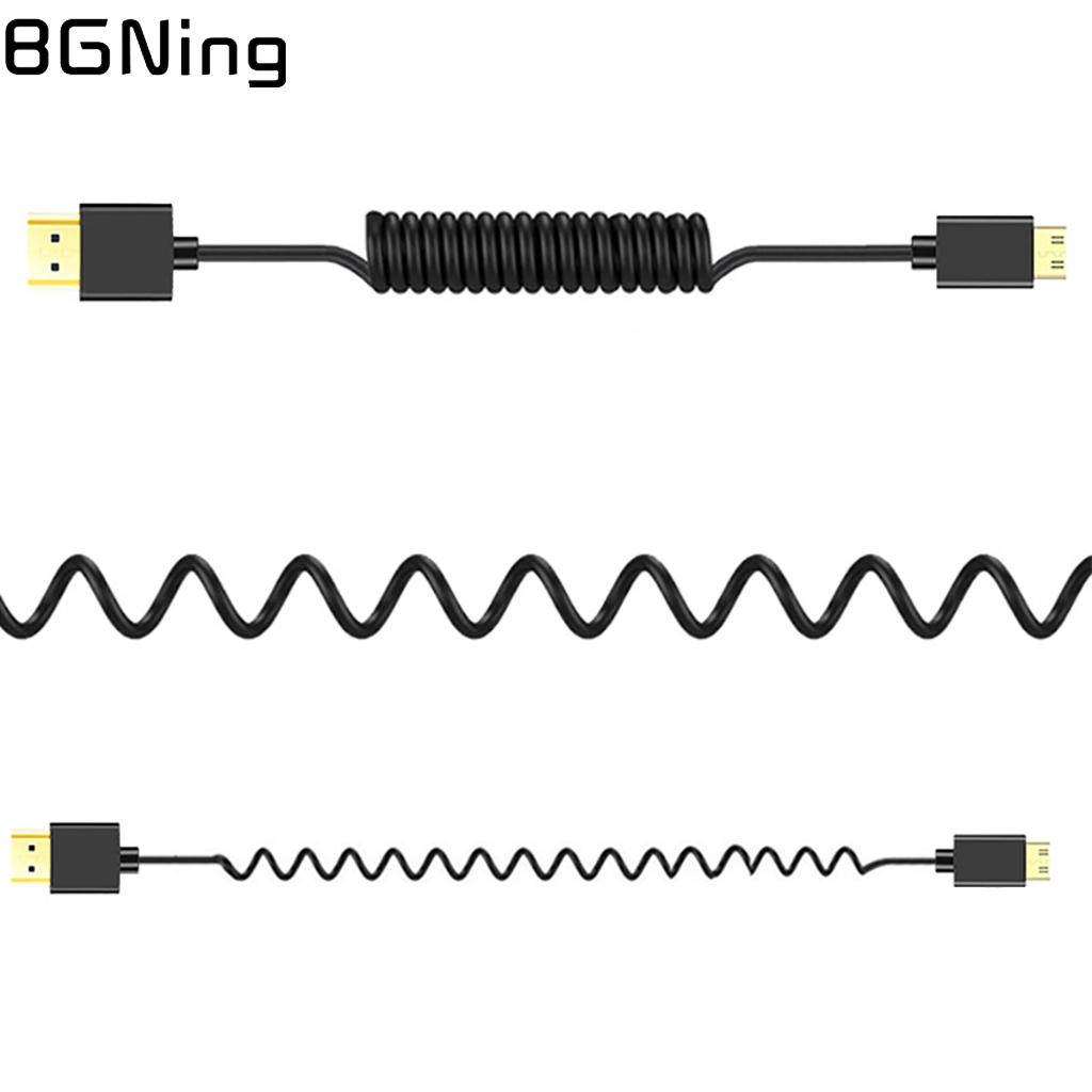 Cable de datos de resorte Compatible con Mini HDMI 8K HD/Micro HDMI para cámara DSLR, estabilizador, Monitor, accesorios de estudio fotográfico