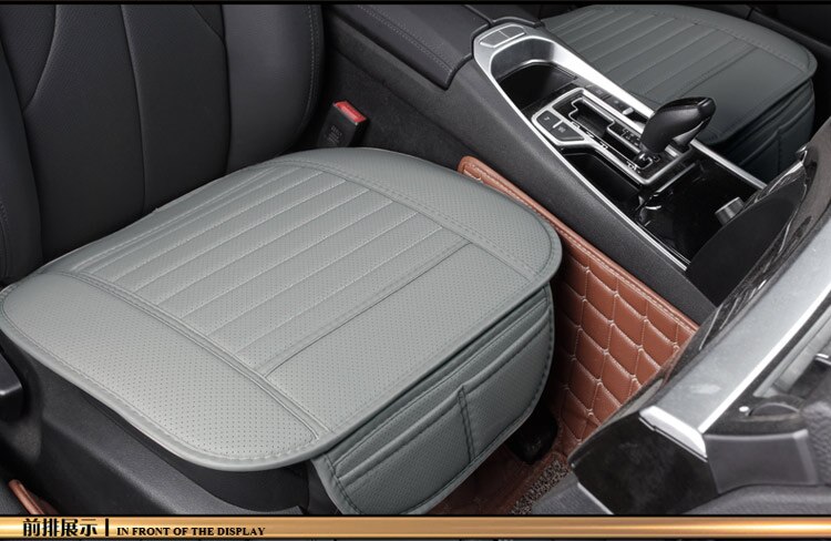 lederen vier seizoenen auto Front Zitkussen Cover Autostoel Pad lederen slijtvaste Auto Seat Cover: grey 1 front