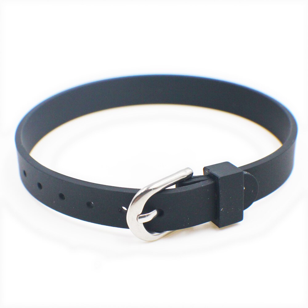 Hurtownie 10 sztuk 8mm silikonowa opaska na rękę 8mm * 210mm DIY akcesoria bransoletka Fit 8mm charms slajdów listów: black