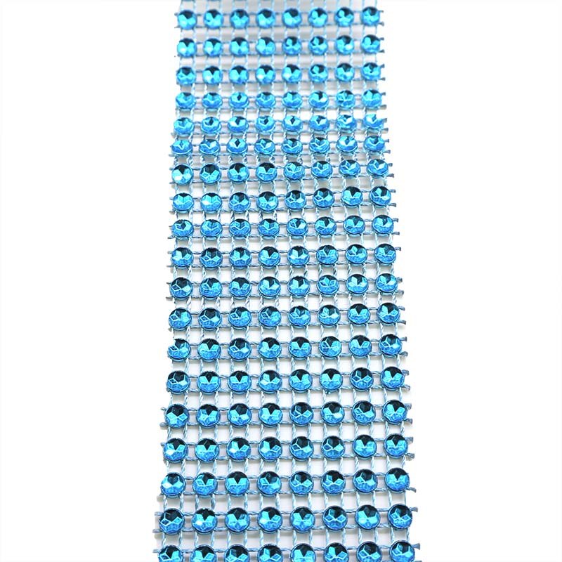 2 mètres 4cm rubans en maille diamantée bling rouleau de maille strass argenté décoration de fête à domicile ruban cristal artisanat fait main: Bleu / 2 mètres