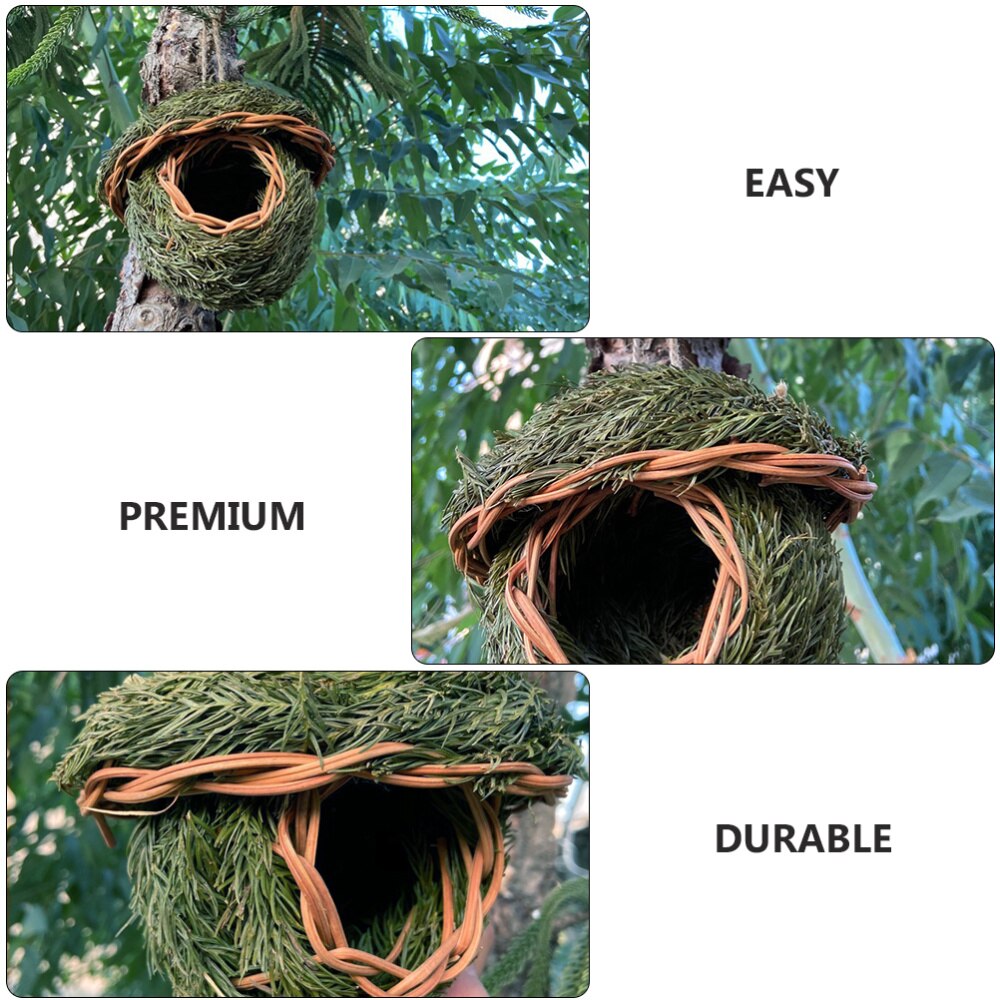 1Pc Outdoor Woven Bird Nest Hanging Bird House Garden Bird Nest Straw Outdoor Idyllic Garden Courtyard Bird'S Nest Bird'S Nest