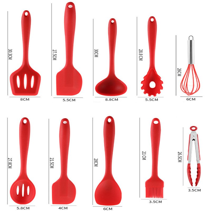 Silicone Spatula Turner Slotted spoon Ladle Spoon Spoon Spatula Spooula Spatula Basting brush Food Tongs Silicone Kitchenware