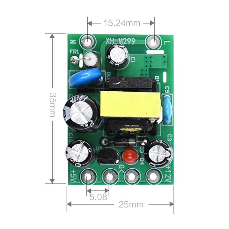 Mini AC-DC Converter AC110V 220V To DC 12V 0.2A+5V Module Board