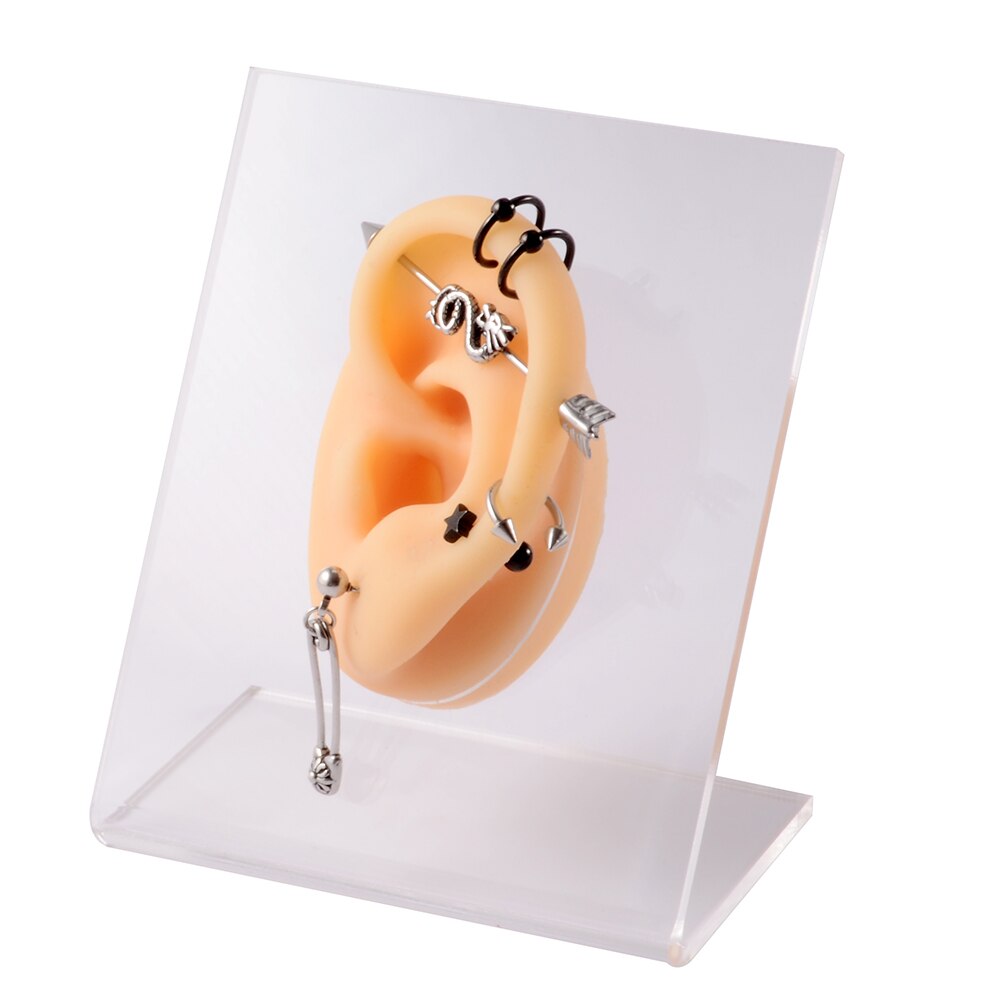 Modello di naso dell&#39;orecchio in Silicone con bordo trasparente pratica professionale piercing strumenti orecchini orecchini a bottone Display può essere riutilizzato gioielli