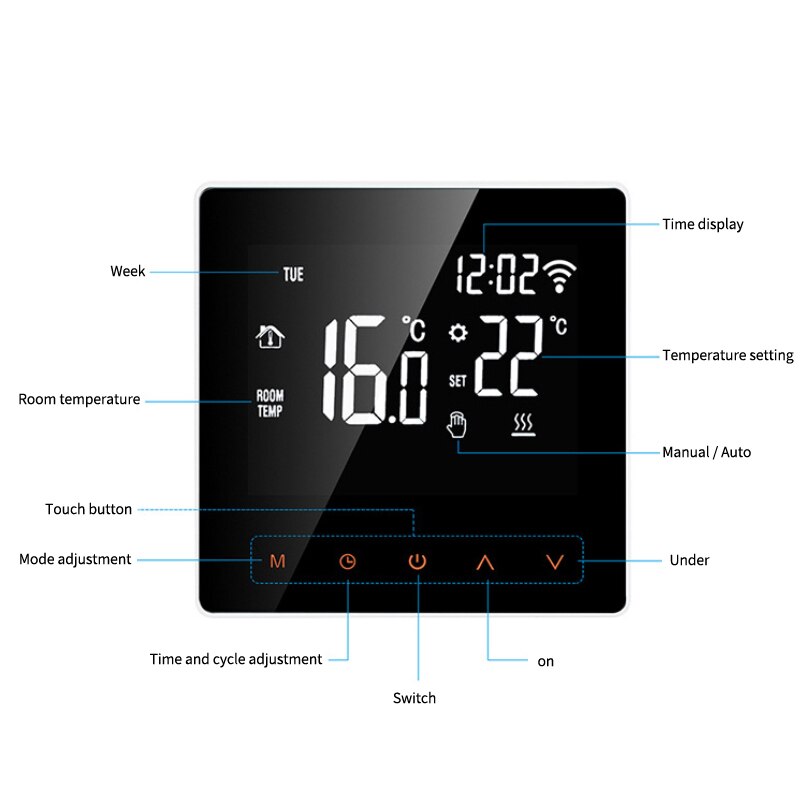 Wireless Thermostat Touch Screen Temperature Controller Smart Home Programmable Electric Underfloor Heating For Google Home Alea