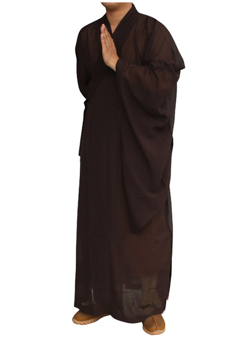 Shaolin unisexe moine longue Robe Costume bouddhiste Kungfu veste Arts martiaux brun linge uniforme Wushu coton vêtements