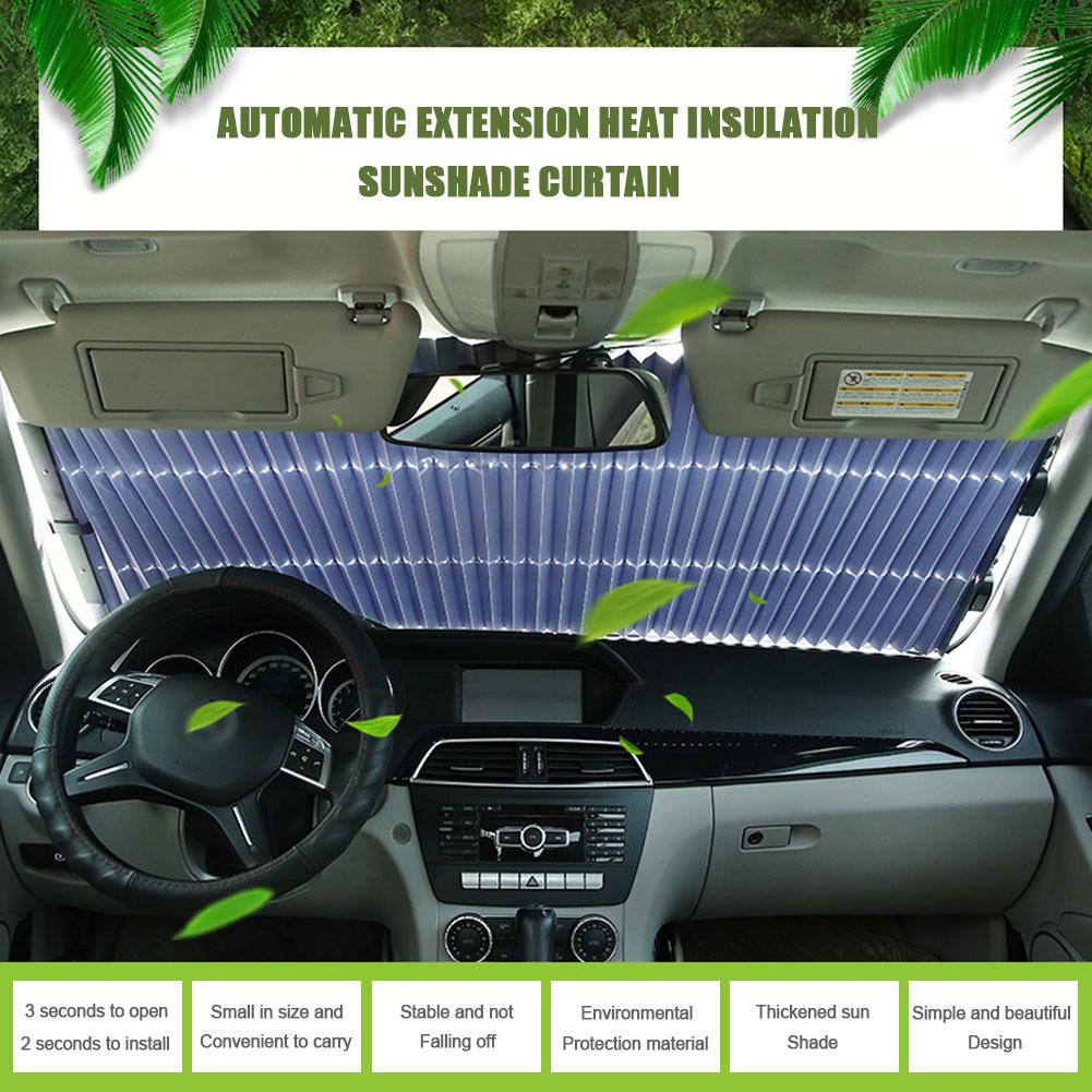 Car Windshield Sun Shade Automatic Foldable Retractable Sun Visor Shield For Front Window Telescopic UV Keep Cool Universal