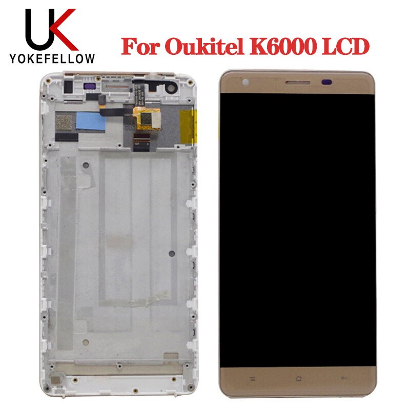 LCD Display For Oukitel K6000 LCD Display Screen With Touch Screen Assembly With Frame For Oukitel K6000 Replament Dipslay LCD: Gold frame K6000