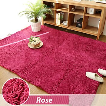 Living Room Carpet Bedroom Mat Soft Plush Tatami Mat Simple Baby Thicken Bedside Bed Front Bedroom Coffee Table Rug: rose / 100cm x 200cm