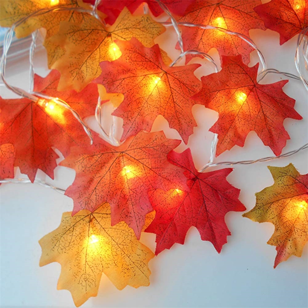 3M 20 Leds Fall Maple Leaf Garland LED Lights Autumn Leaves Lighted Battery Powered LED String Lights for Thanksgiving Christmas