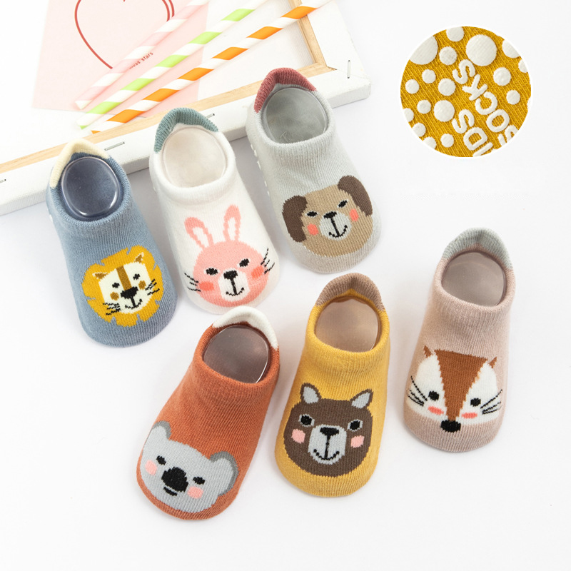 Lente Herfst 0-3Y Baby Boy Meisjes Antislip Sok Cartoon Dieren Print Peuter Kids Floor Sok Met Rubberen Zool Baby boot Sok