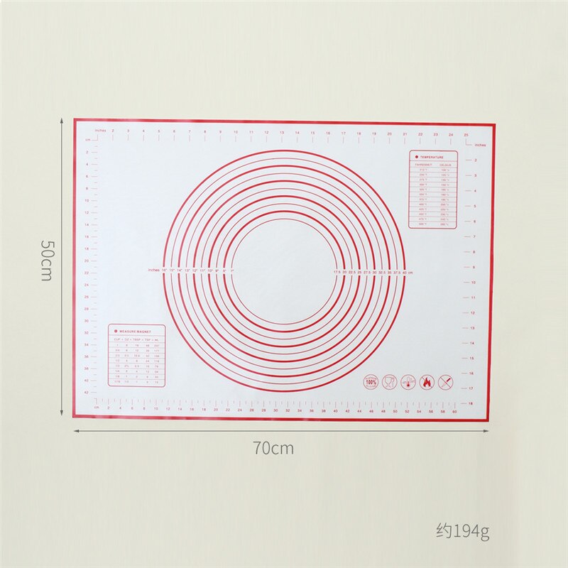 70*70cm Silicone Baking Mat Thicken Cake Silicone Mat Oven Pizza Pastry Mat Rolling Dough Board Non-Stick Mat Cake Baking Tools: Red-50x70cm