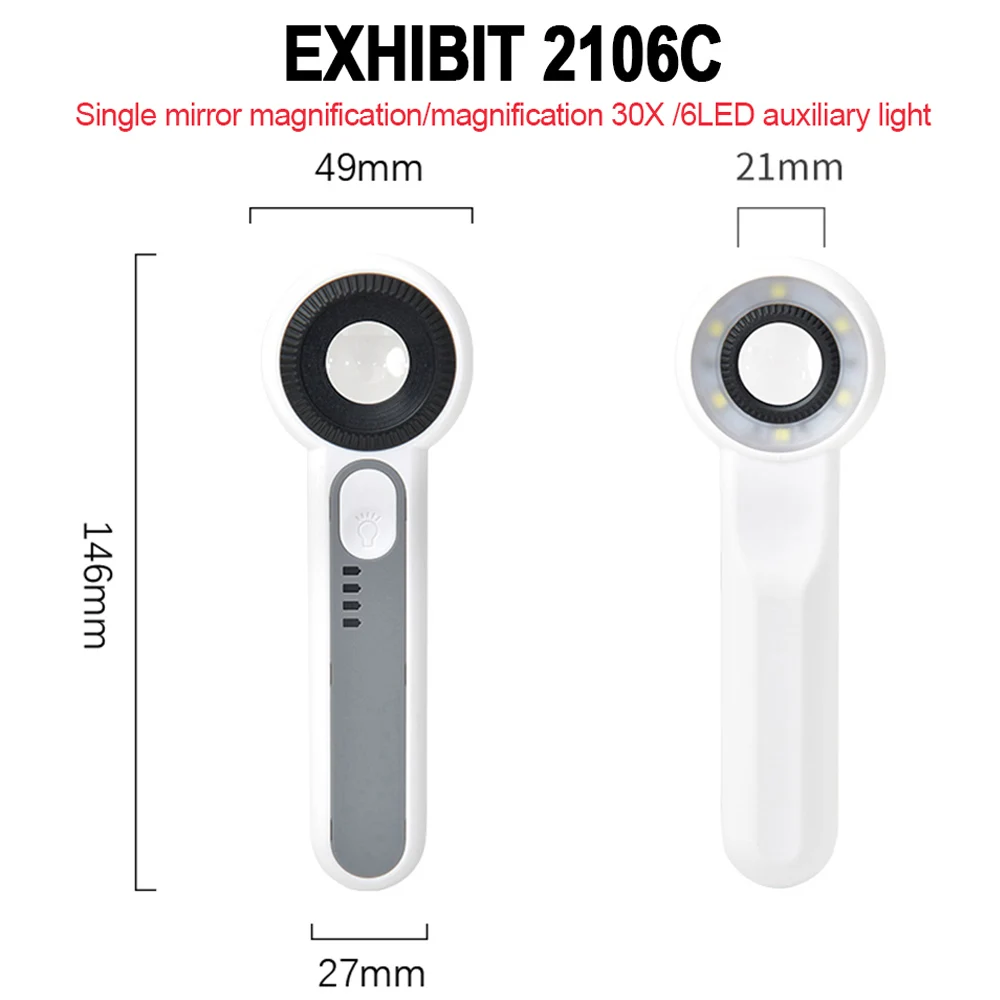 Oplaadbare handloep 6x 5x 11x 12x verlichte loep met ledverlichting voor lezen en repareren 3: Blauw