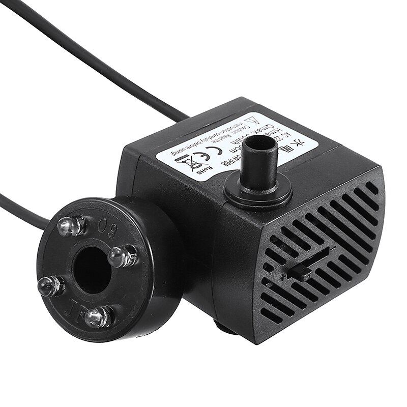 Mini Submersible Fish Tank Water Circulation Pump 5W 220V-240V Aquarium Rockery Fountain Water Pump with 4 LED Light