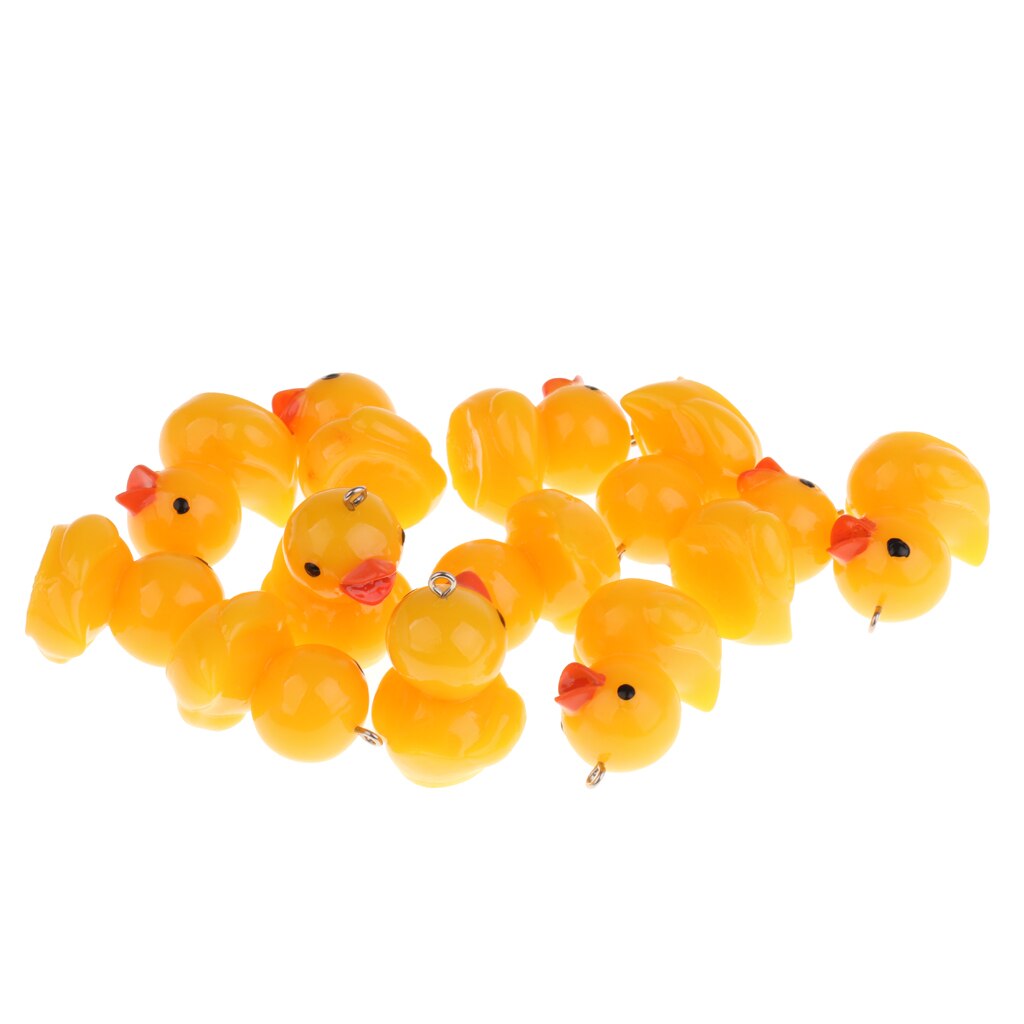12 Stuks Leuke Gele Eend Model Dierfiguren Sleutelhanger Opknoping Hanger Ornament Diy Maken Accessoires