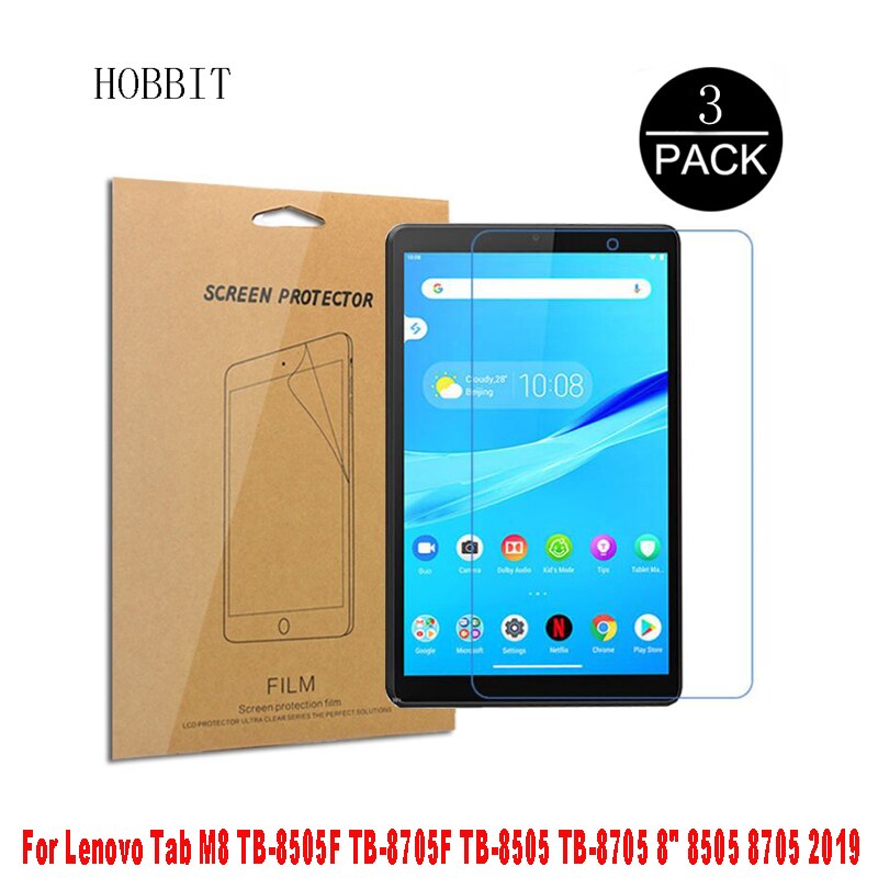 3 pçs protetor de tela para lenovo tab m10 TB-X605F TB-X605L TB-X505F 10.1 polegada tablet claro lcd anti-risco película protetora do animal de estimação: Tab M8 8inch