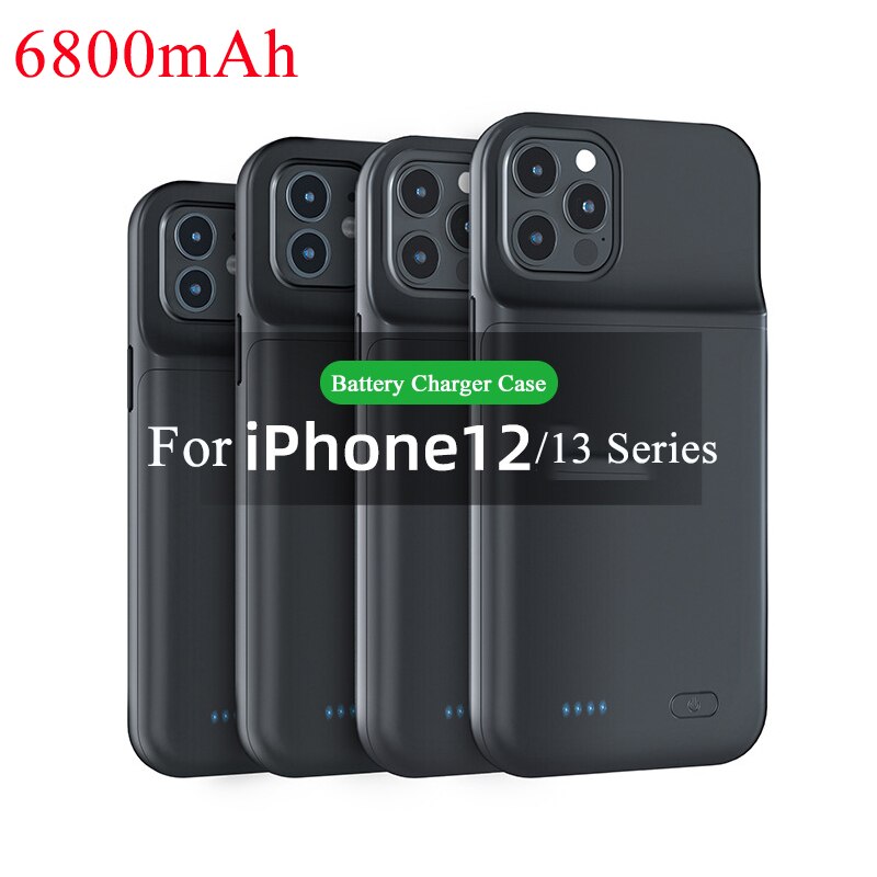 6800Mah Batterij Oplader Voor Iphone 12 13 Pro 13 Mini Externe Batterij Powerbank Opladen Case Voor Iphone 13 pro Max 12 Pro