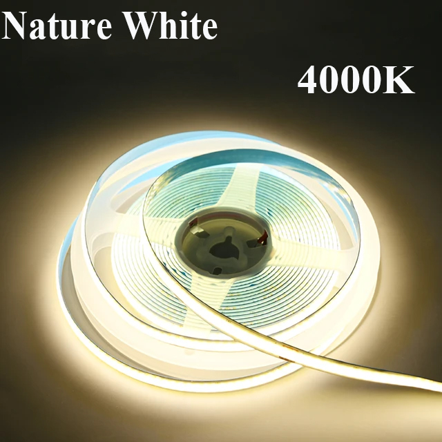 12V 24V COB Flexible Tape Diode LED Strip Lights 320LEDs/M 12V 0.5m 1m 2m 3m 4m 5m RA90 Not Waterproof Nature White Warm White: Emitting Color2 / 6-10W / 5m