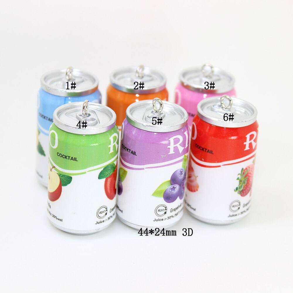 Yamily 6Pcs/24*44Mm Hars Simulatie Cocktail Fles Charms Drankblikjes Hanger Voor Oorbel Sleutelhanger Diy sieraden Maken: Mixed