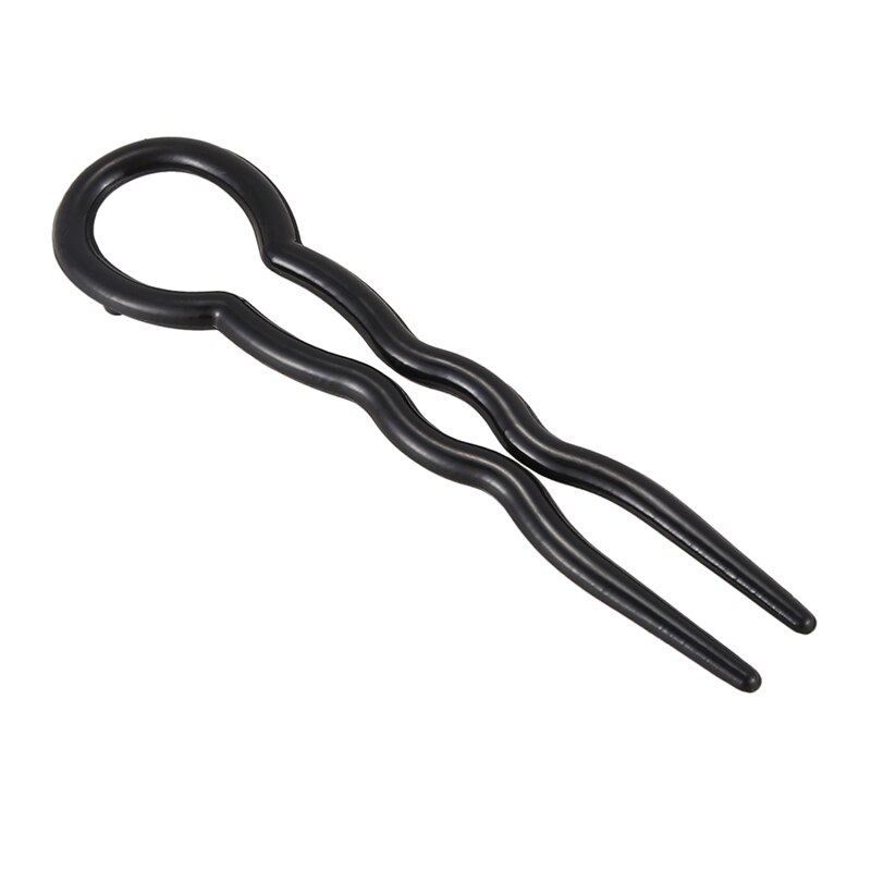 1 Set (3 Stuks) Magic Plastic U-vormige Haar Naald Haar Vlecht, Zwart