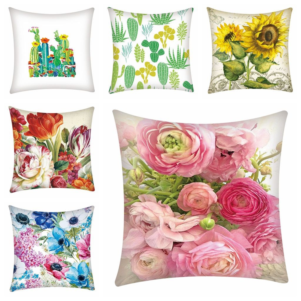Cojín decorativo de estilo europeo para el hogar, funda de almohada para el sofá con flores rosas, estilo mediterráneo 1.588