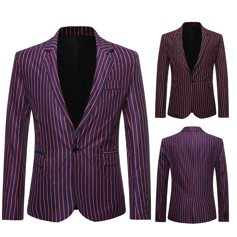 Herr kavaj trend rand kontrastfärg business casual enkelknapp herr kostymer kavaj