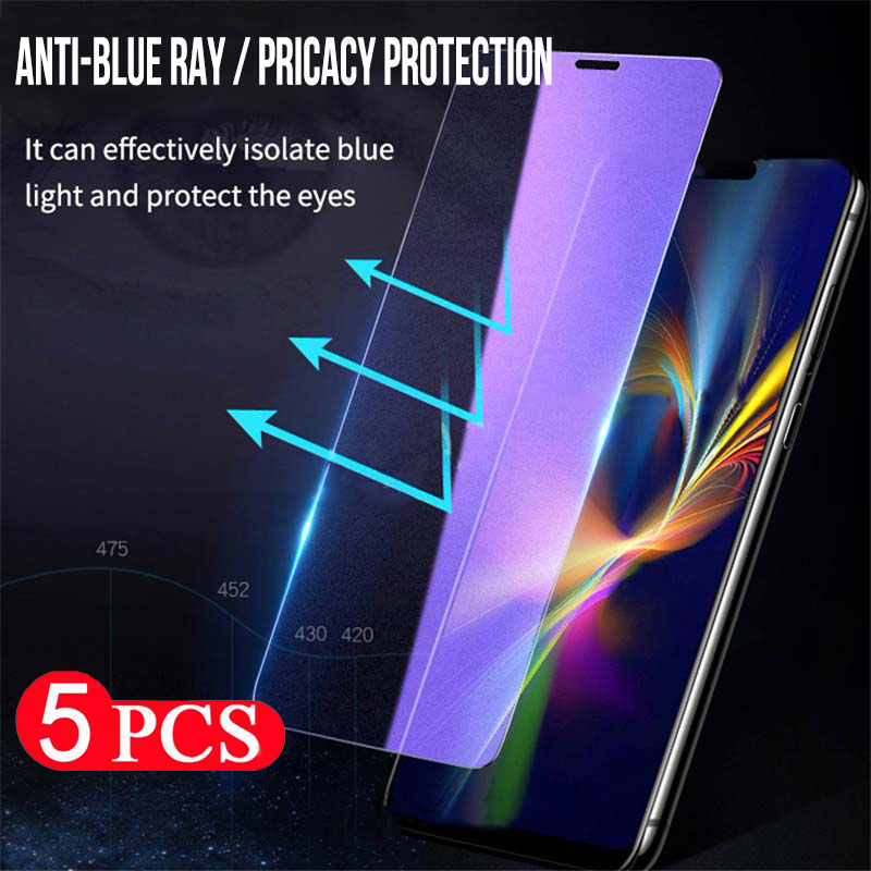Protetor de tela de privacidade anti-luz azul, 5 peças para iphone 15 14 13 12 mini 11 pro xr xs max película protetora de vidro anti-espionagem