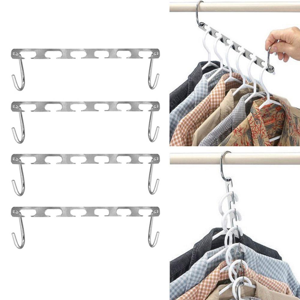 Magic Clothes Hanger Hanging Chain Metal Cloth Closet Hanger Shirts Tidy Save Space Organizer Hangers for clothes: 4PCS