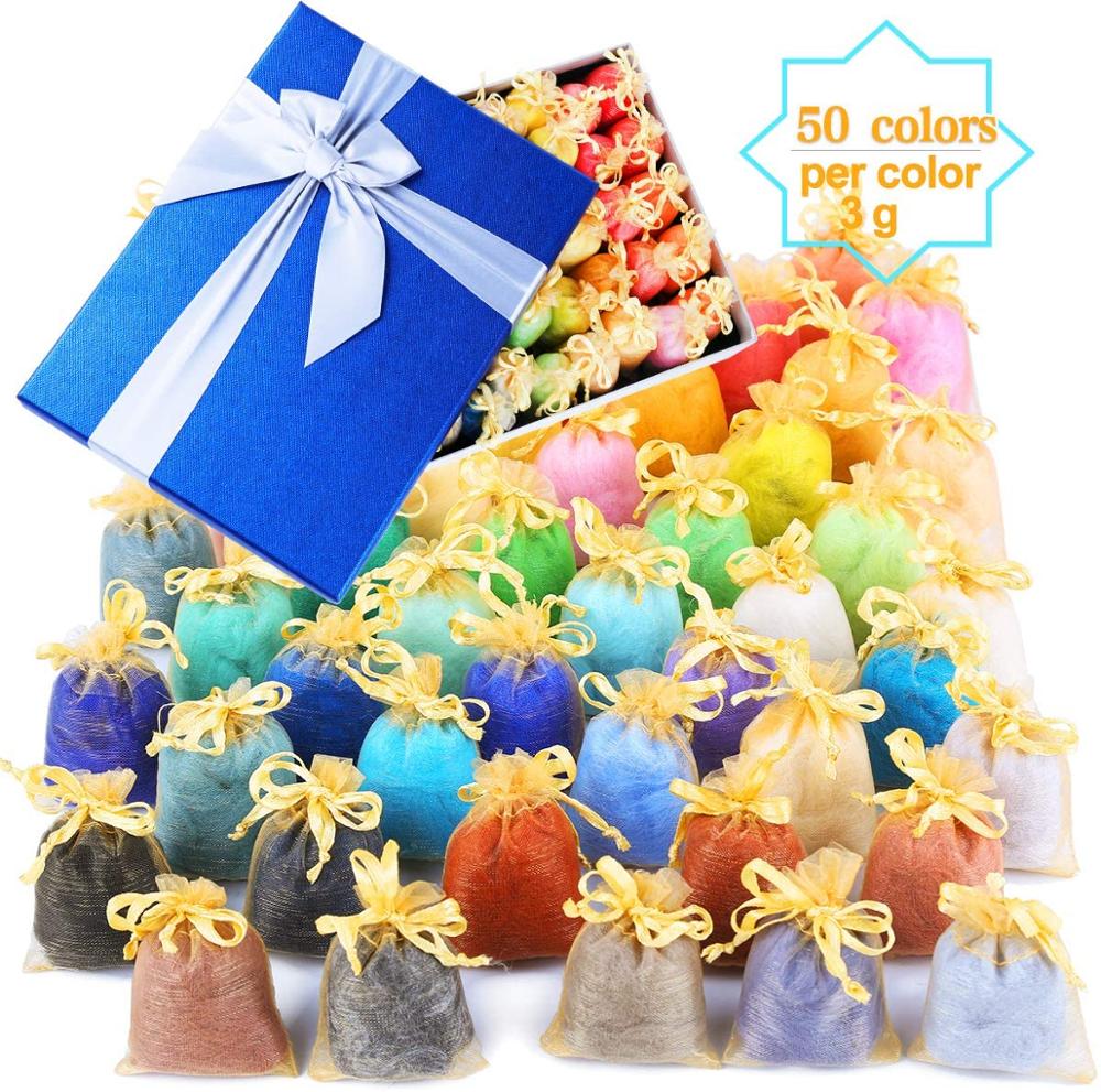 LMDZ 50 Colors Wool Roving - Needle Felting Wool ,Pick Any Colours, Fibre Wool Yarn Roving for Needle Felting, Hand Spinning,DIY