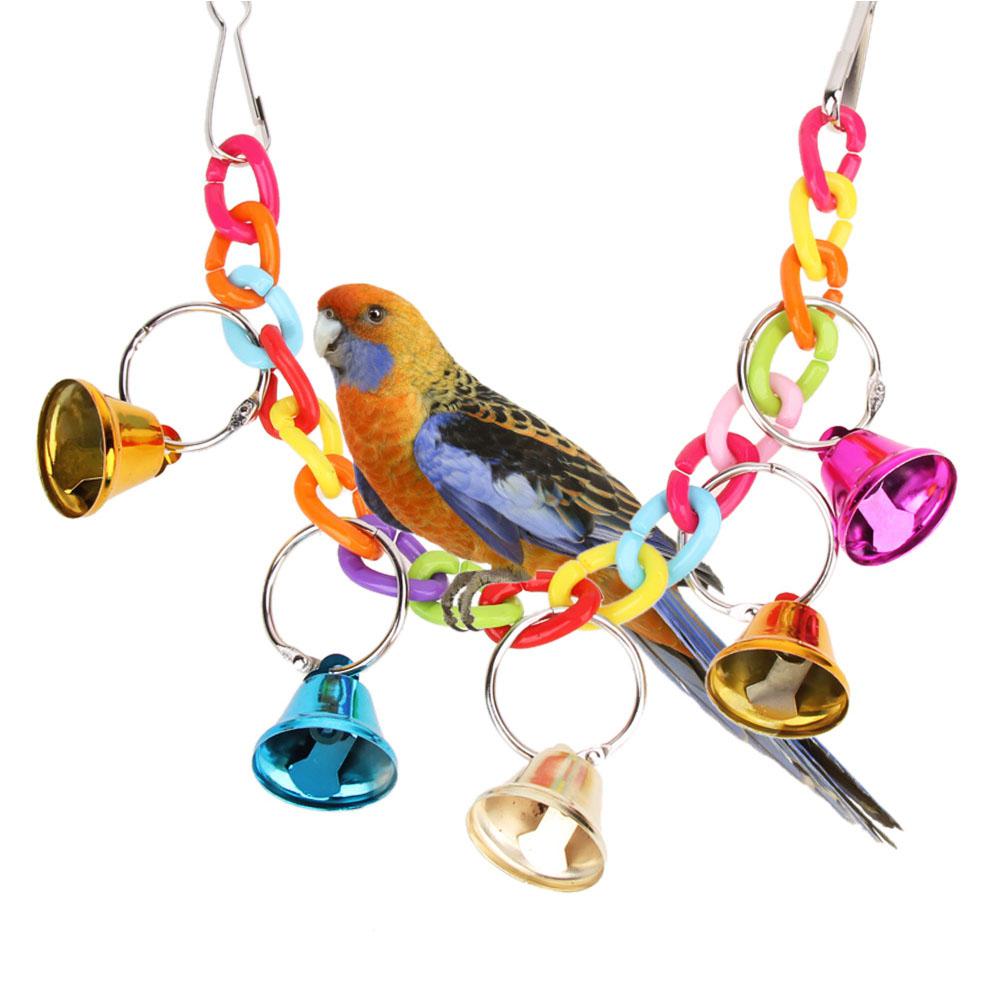 Lumiparty kæledyr fugl klokke akryl legetøj tygge papegøje ringer hængende gynge bur cockatiel parakit legetøj -25