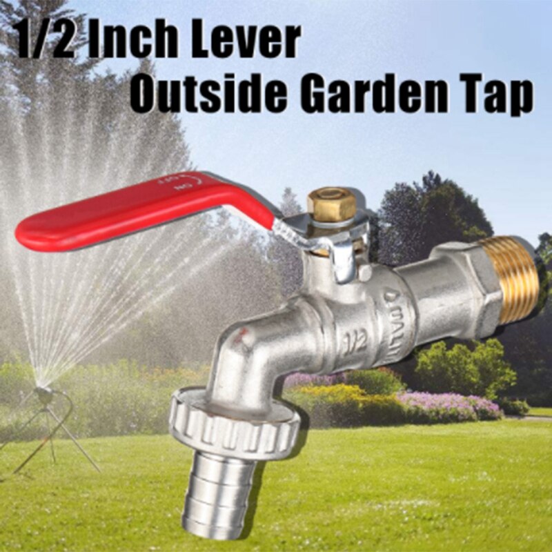 Outside Garden Tap Faucet Easy Quarter Turn Off/ On 1/2 Inch Lever Home Garden Water Supply Manual Long Handle Faucet Durable: Default Title