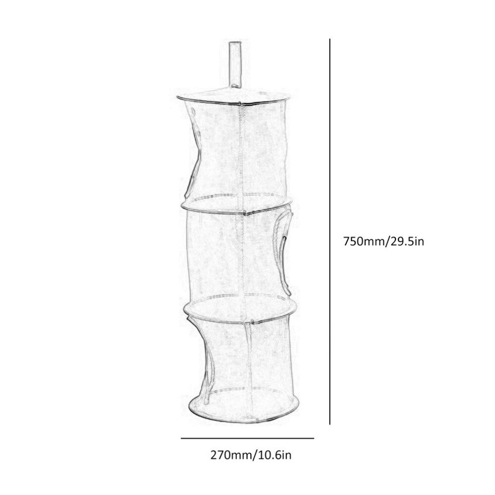 Household Breathable Hanging Bag Toy Storage Hanging Basket Mesh Hanging Cage Folding Three-layer Underwear Drying Basket