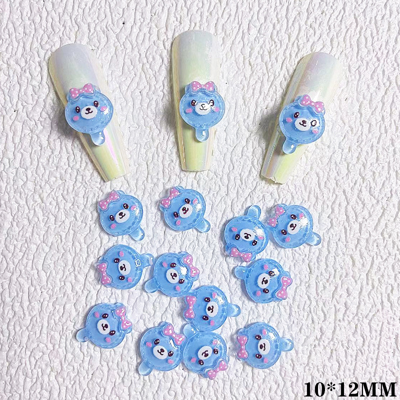 10 stks Cartoon Bunny Nail Art Charm 3D Snoep Kleur Hars Cartoon Dier Lollipop Nageldecoratie Korea Kawaii Nagelaccessoires: honingdauw