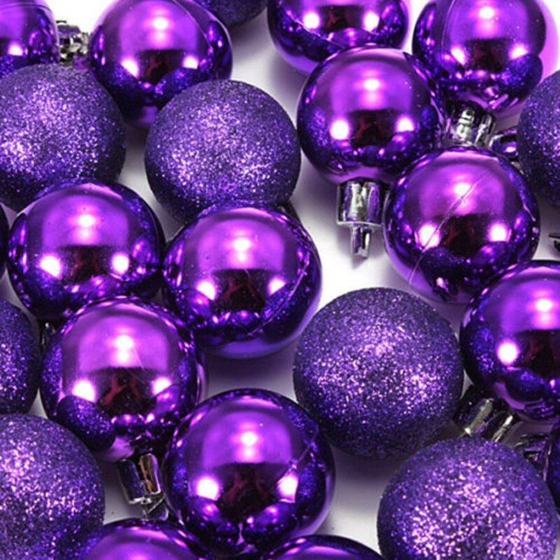 48 st chic julgranskulor träd vanligt glitter julprydnad bolldekoration , 24 st lila & 24 st vit