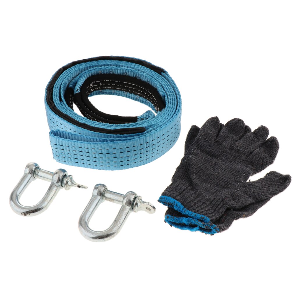 Combo - U Hooks Shackles ,Tow Strap ,Storage Bag and Gloves: 4 Meters 