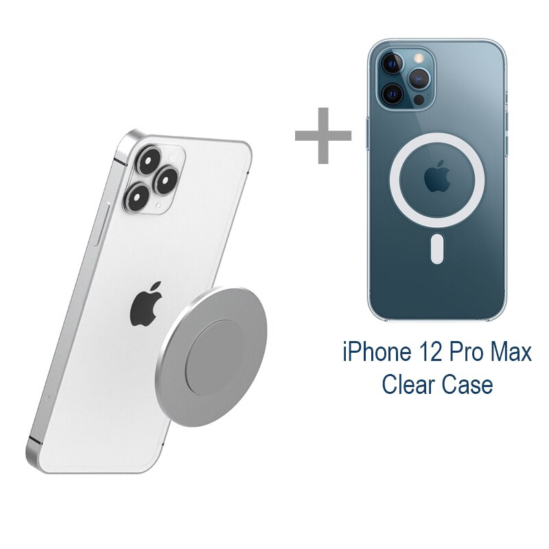 Magnetische Zuig Wall Mount Voor Iphone 13 / 12 Mini Pro Max Dunne Aluminiumlegering Muur Holder Mobiel Stand W/ Strip Lijmen: iP12 pro max Case
