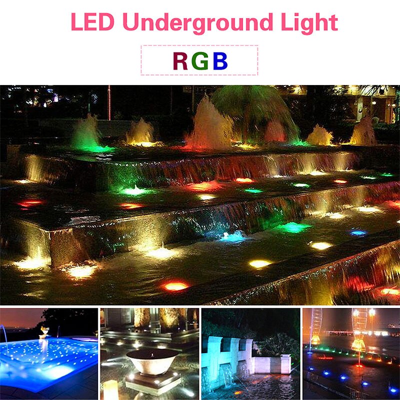 Led underjordisk lys rgb farver cob 3w dc 12v gulvlampe udendørs spot lys jorden have firkantet sti landskab  ip67